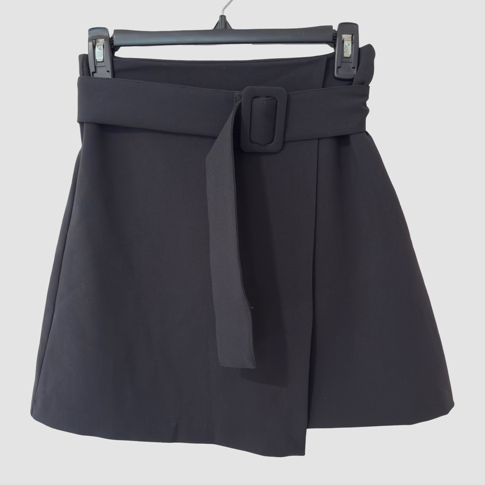 Jason Wu Black Short Belted Faux Wrap A-Line Skirt XS